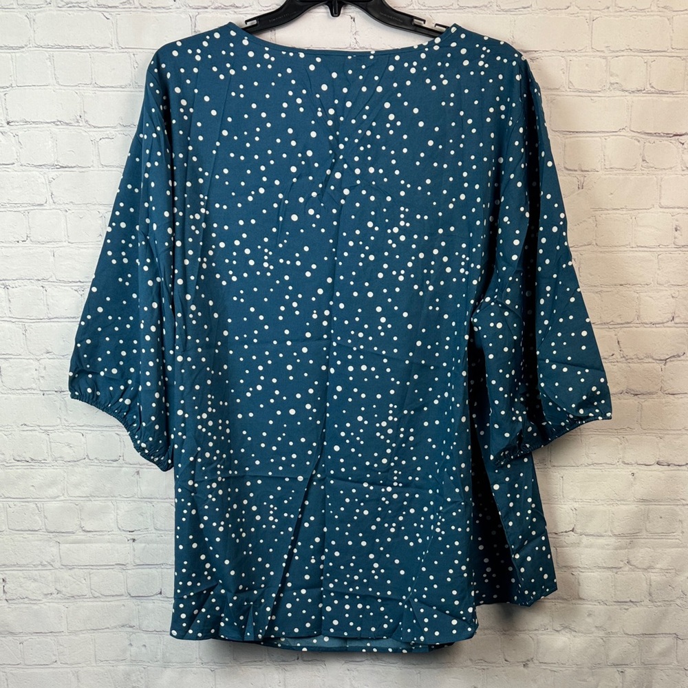 BloomChic Teal Polka Dot Balloon Sleeve Blouse Plus Size 5X 28 - Picture 7 of 7